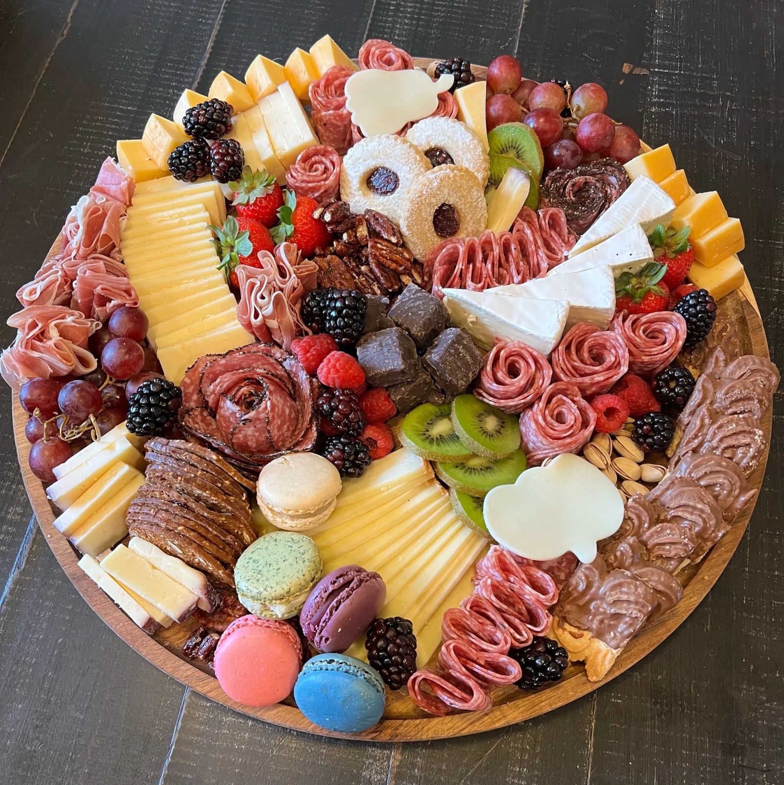 A round charcuterie board